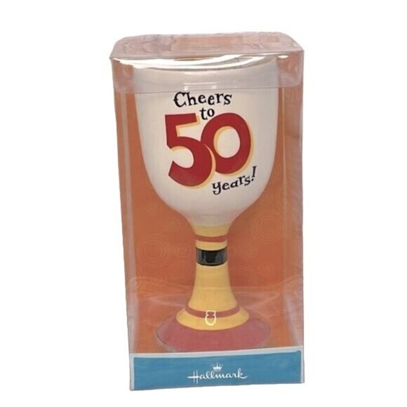 CHEERS TO FIFTY YEARS GOBLET Oversized Ceramic Cup Hallmark NIB 50th Birthday - Picture 1 of 5